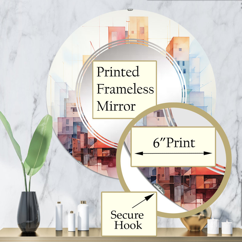 Wasat - Miroir mural rond moderne, 32 po x 32 po