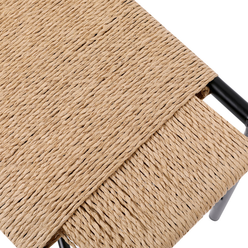Tabouret de coiffeuse: corde de papier tissée à la main. Structure en métal, capacité de 220 lb. Pour le salon, le vestibule. 24,15 po x 11,73 po x 17,7 po Option de siège polyvalente. Assemblage facile. Style naturel. Repose-pieds en corde Appel.
