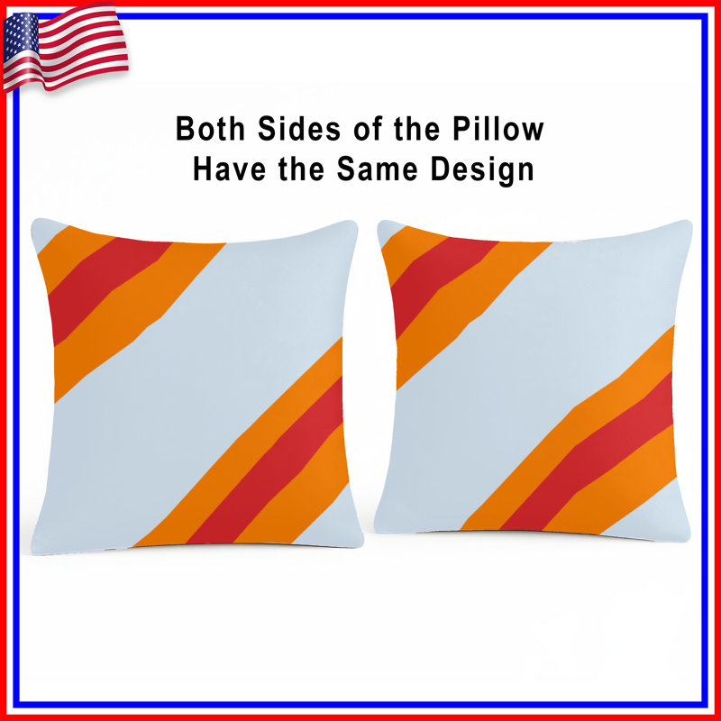 Coussins Diagonal Orange Red Stripes, 18 x 18 pouces