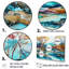 Ensemble de décorations murales paysage turquoise et brun-107755242-107755238