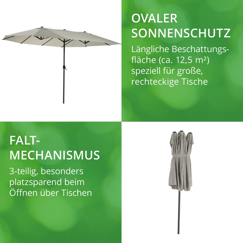 Kerney 460cm X 270cm Rectangular Parasol, Grey