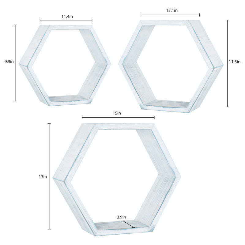 Karmya 3 Piece Hexagon Floating Shelf