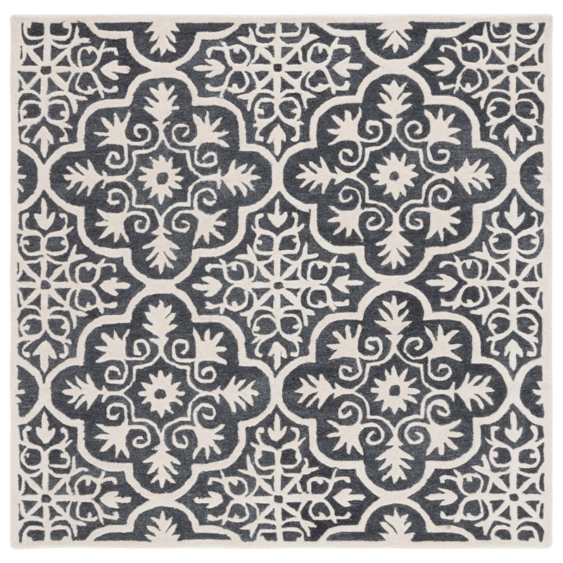 Tapis en laine et coton touffeté à la main Ella-Ann, Carré de 6 pi
