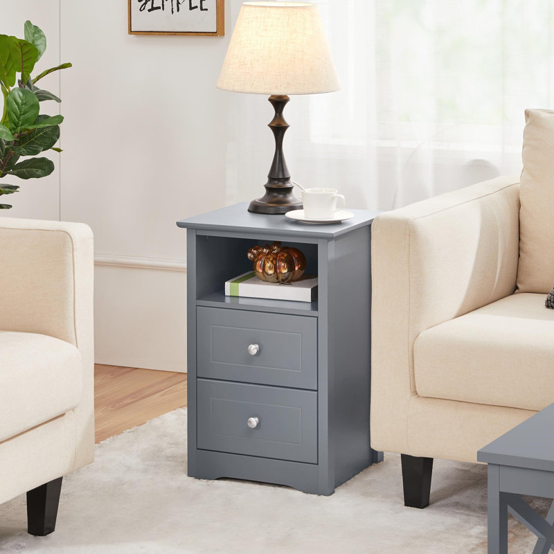 Devala 40cm W Manufactured Wood Bedside Table, Dark Grey