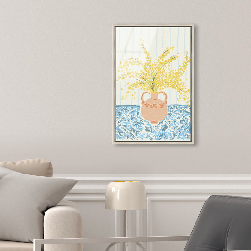 Sunny Flower Vase Print by Oliver Gal, 25"H x 17"W, Silver Floater Frame