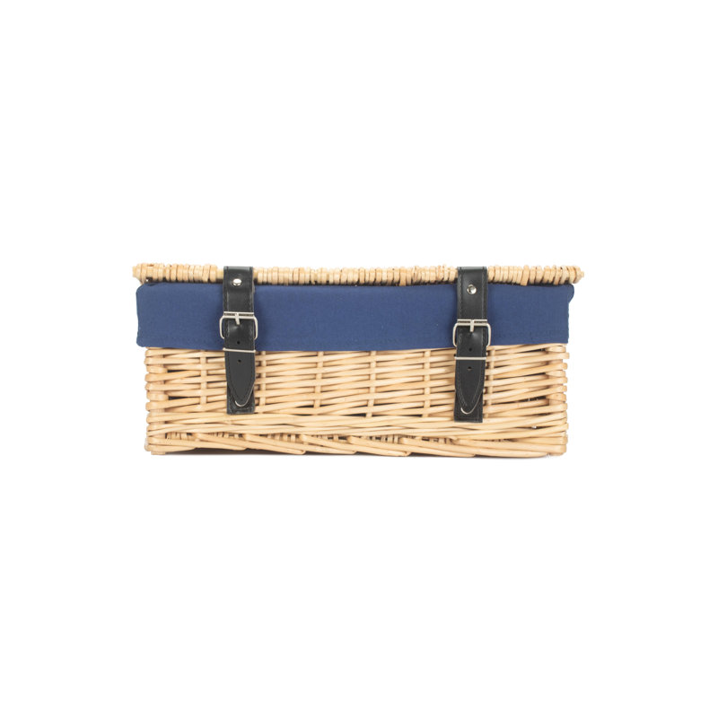 Lily Manor Wicker 14" Empty Hamper Basket with Lining, Natural/Navy