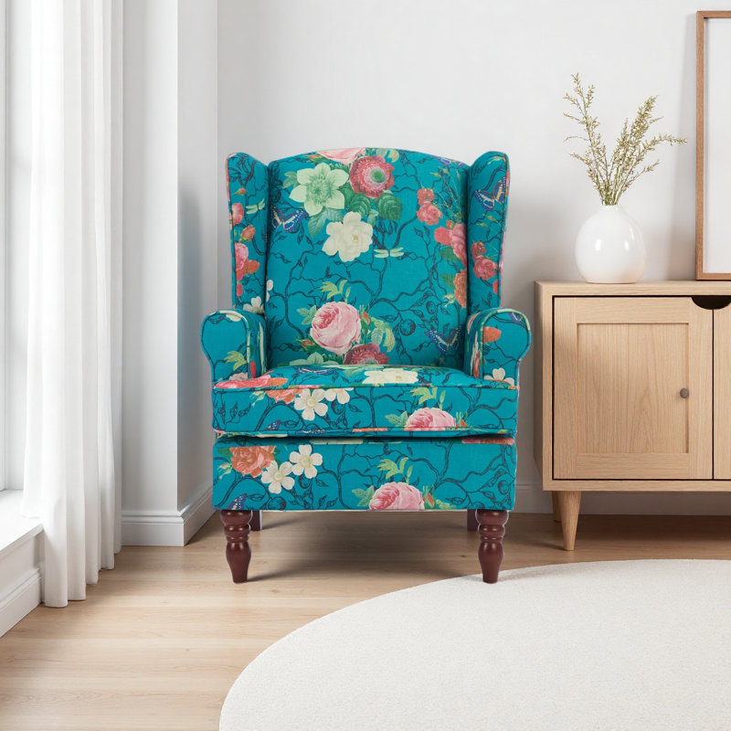 Devonn Upholstered Accent Chair, Green Floral