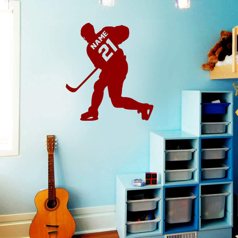 Adhésif décoratif hockey, H 25 po x l 23 po, Bourgogne, Oui