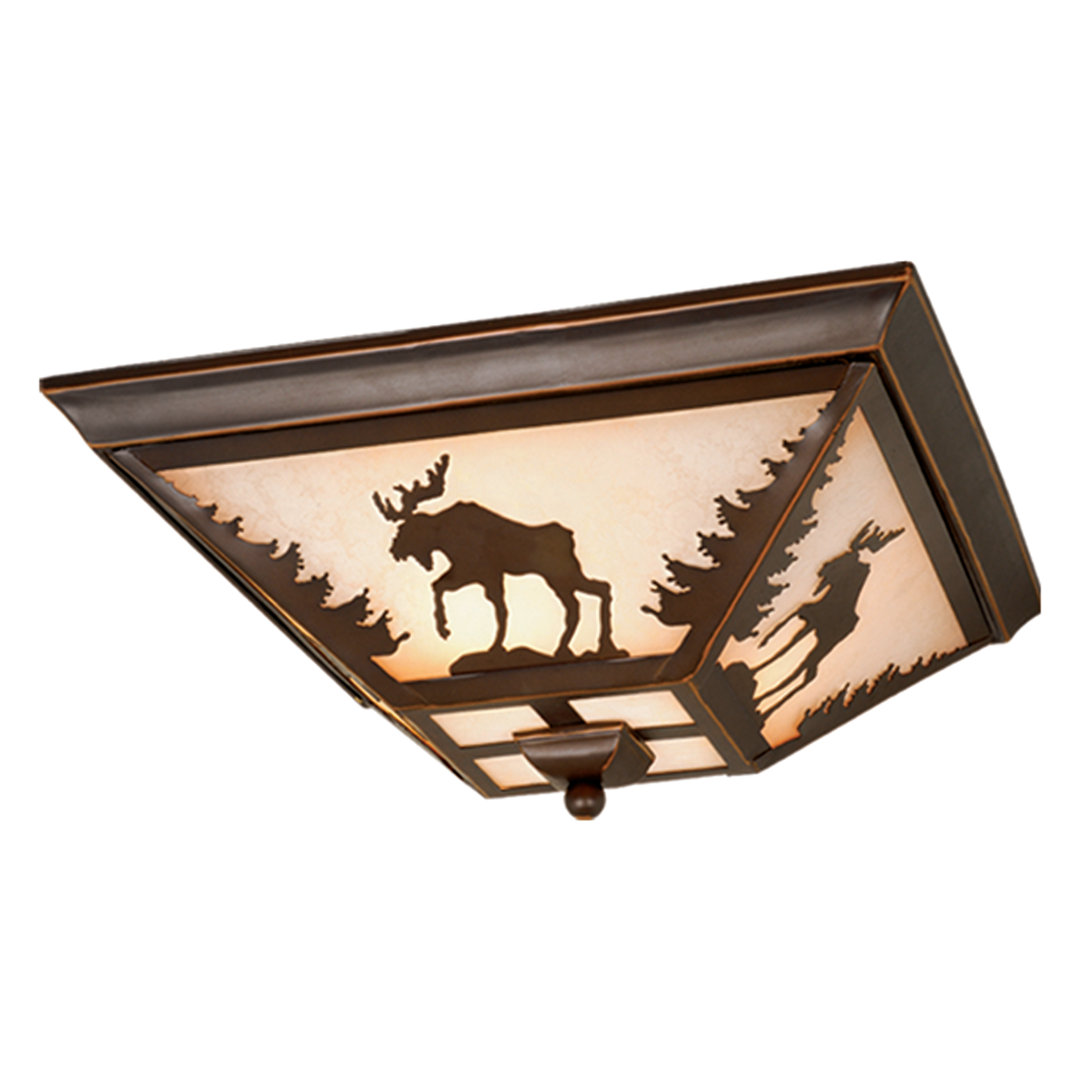 Homar Burnished Bronze 3 - Bulb Outdoor Flush Mount Union Rustic Pattern : Moose