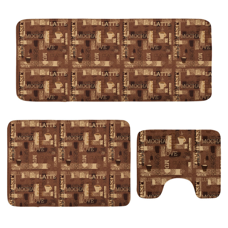  Ensemble de tapis pour salle de bain Coffee 3 pièces Coffee