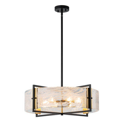 Modern 6-Light Cloud Glass Drum Chandelier