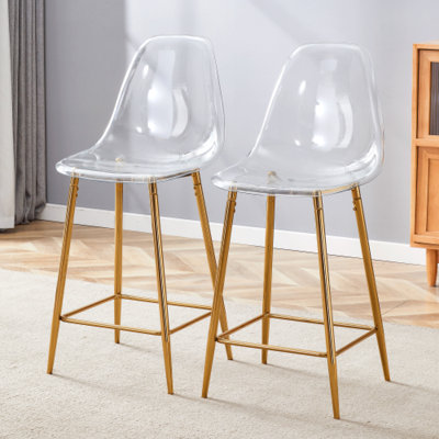 Chaises de salle à manger modernes, hauteur de barre en métal doré transparent pour la cuisine