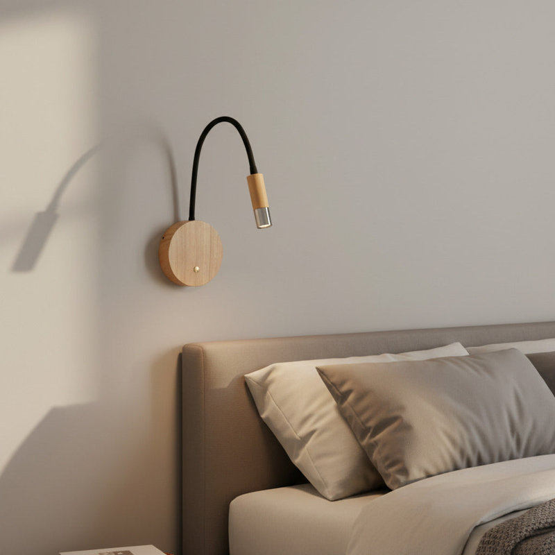 UltraBeam 3 Watt LED Beech Wood Wall Mounted Bedside  Reading Lamp , Chrome
