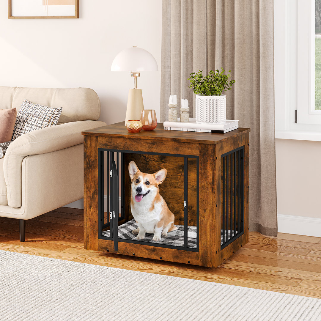 Wooden Dog Crate Furniture, Nightstand with Lock Tucker Murphy Pet™ Color: Brown Size: 25" H x 30" W x 21" D