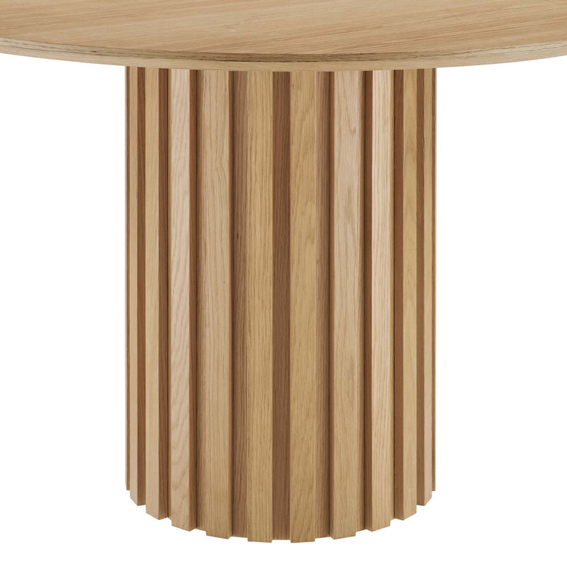Senja 47" Oak Wood Round Mid-Century Modern Dining Table