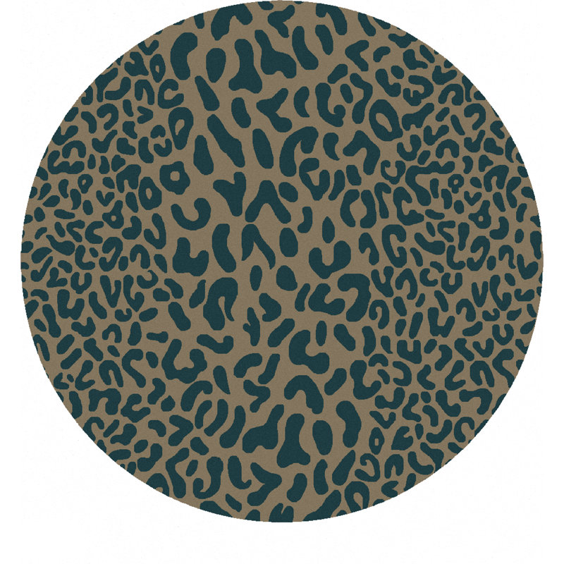 Tapis bleu sarcelle en laine touffeté à la main Elsberry, Rond 6 pi