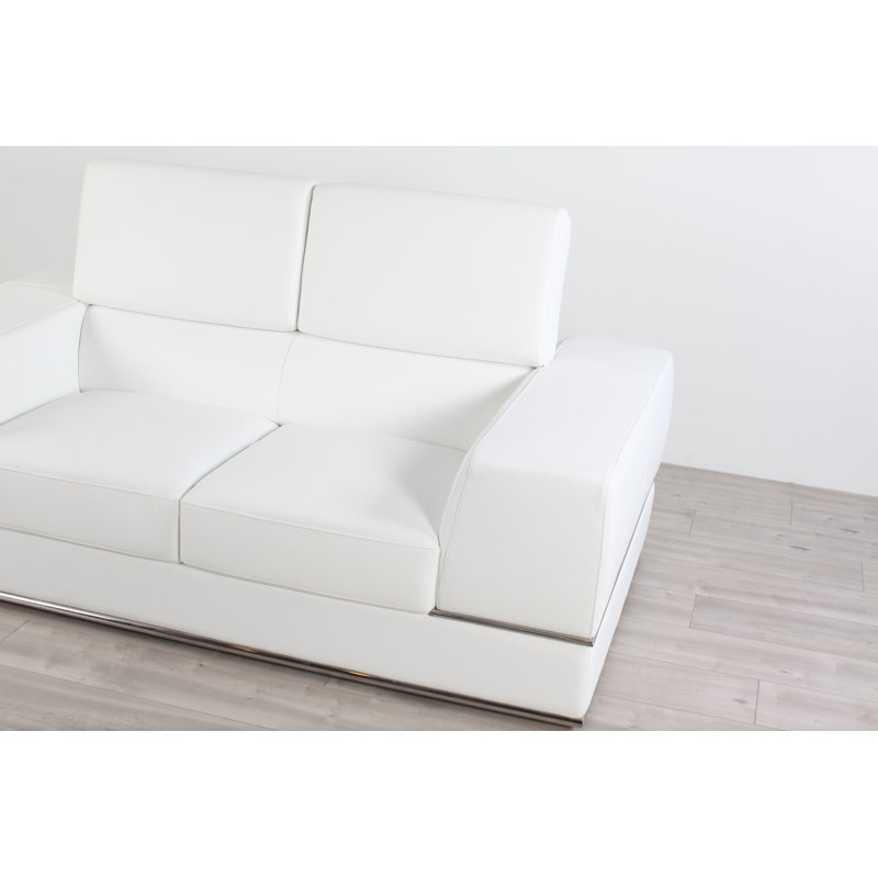 Causeuse à accoudoir carré en cuir véritable 72 po Coldiron