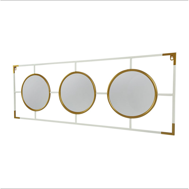Cadre doré et blanc 15,5 x 43,5 po avec miroir, Doré / Blanc