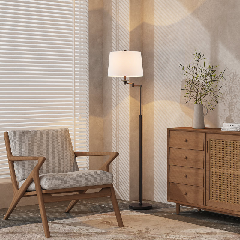 Lampe sur pied à hauteur ajustable 64,5 po Aleinah, Doré