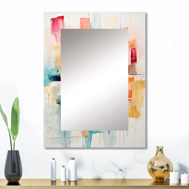 Collage Rhythms I - Orange Wall Mirror Decor, 32" x 24"