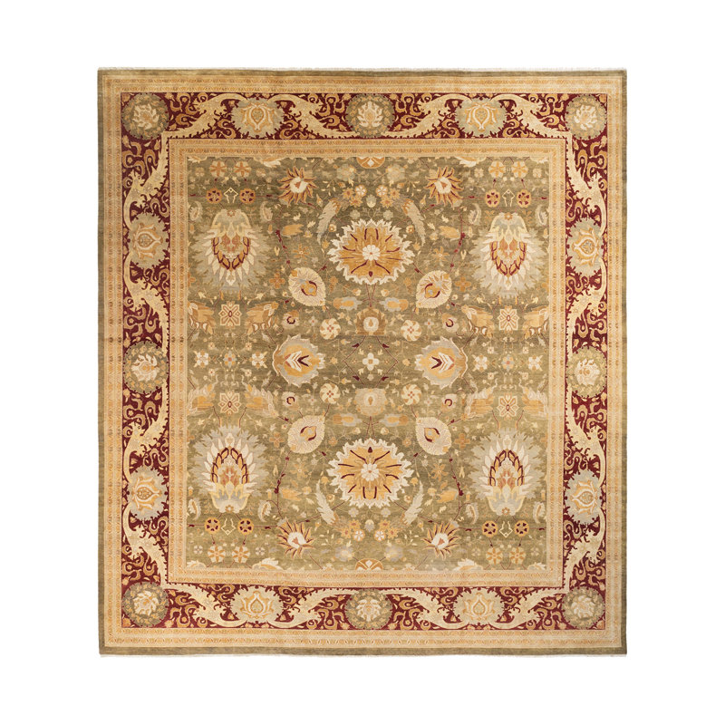 One-of-a-Kind 12 X 15 2010s Wool Area Rug in Green