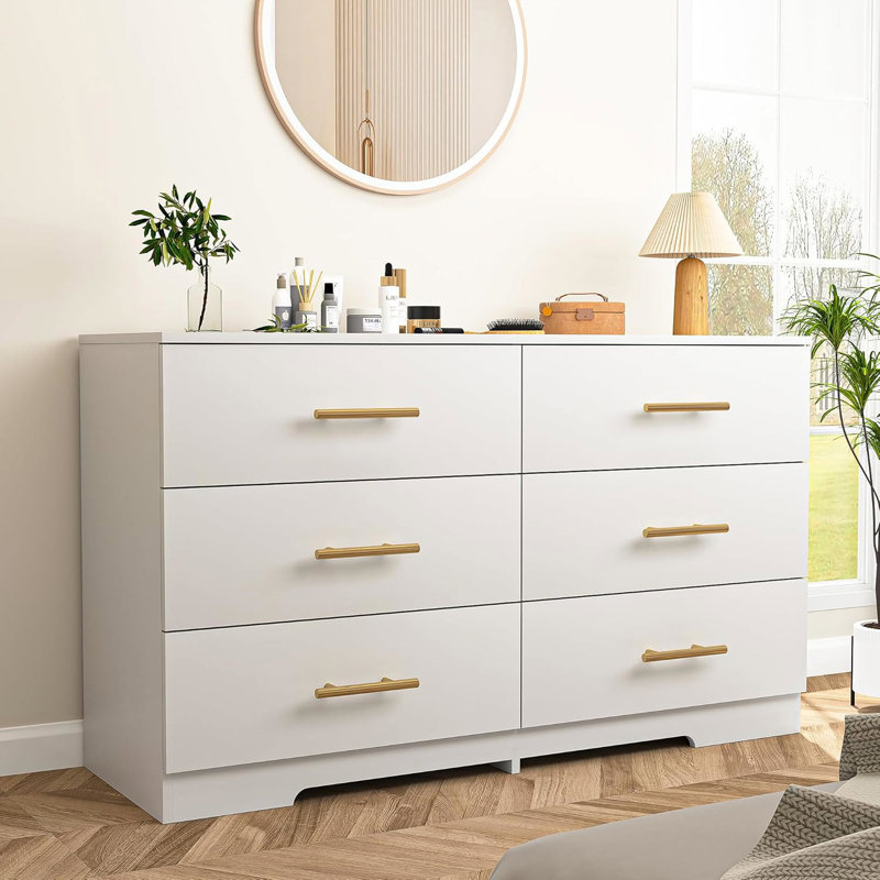 Commode 6 tiroirs Blayre, Blanc