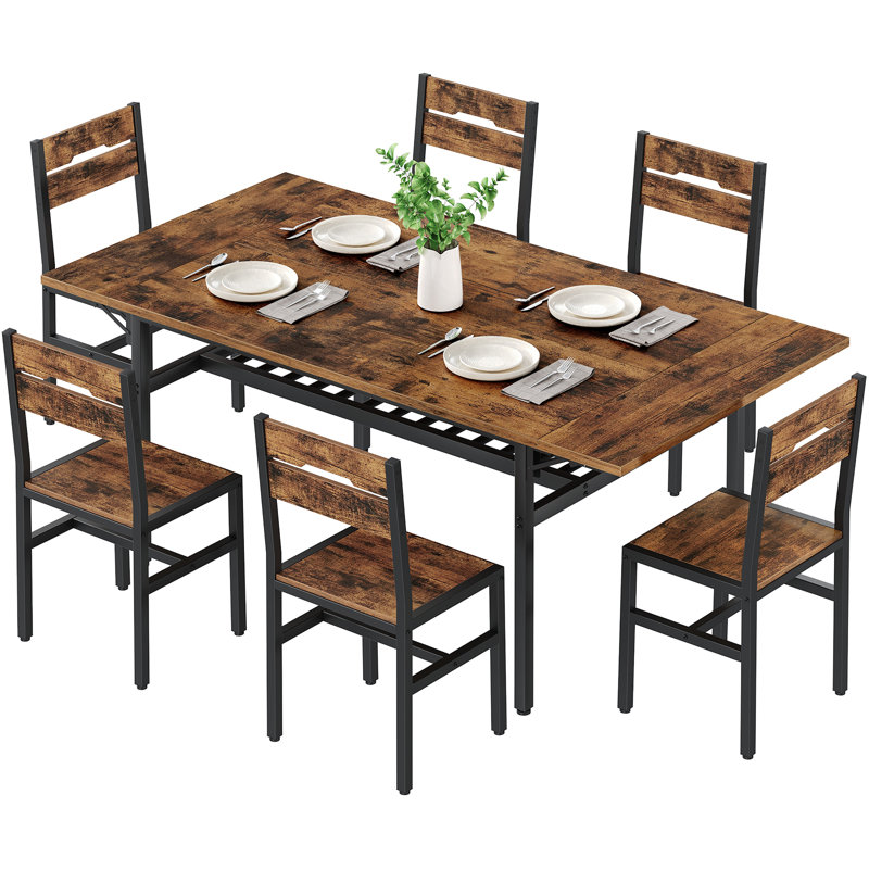 Ensemble de table de salle à manger pliable et extensible pour 6 personnes, 7 pièces : table, 6 chaises