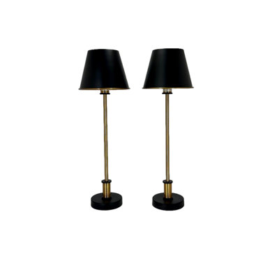 Ensemble de 2 lampes buffet Eaton or et noir antique 