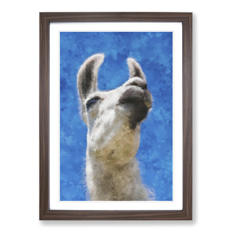 White Camel Painting - Picture Frame Graphic Art, 65cm H x 48cm W x 2cm D, Walnut