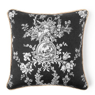 COUNTRY TOILE 20X20 PILLOW WITH CORD EDGE & FILLED WITH FEATHER/DOWN PILLOW FILL.