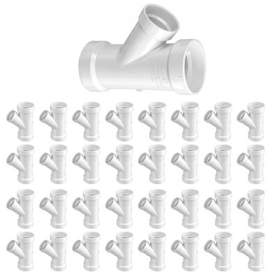 4" x 4" x 1-1/2" PVC DWV Wye Reducing Hub, White PVC Drain, Waste & Vent Fitting, (10 Pack)