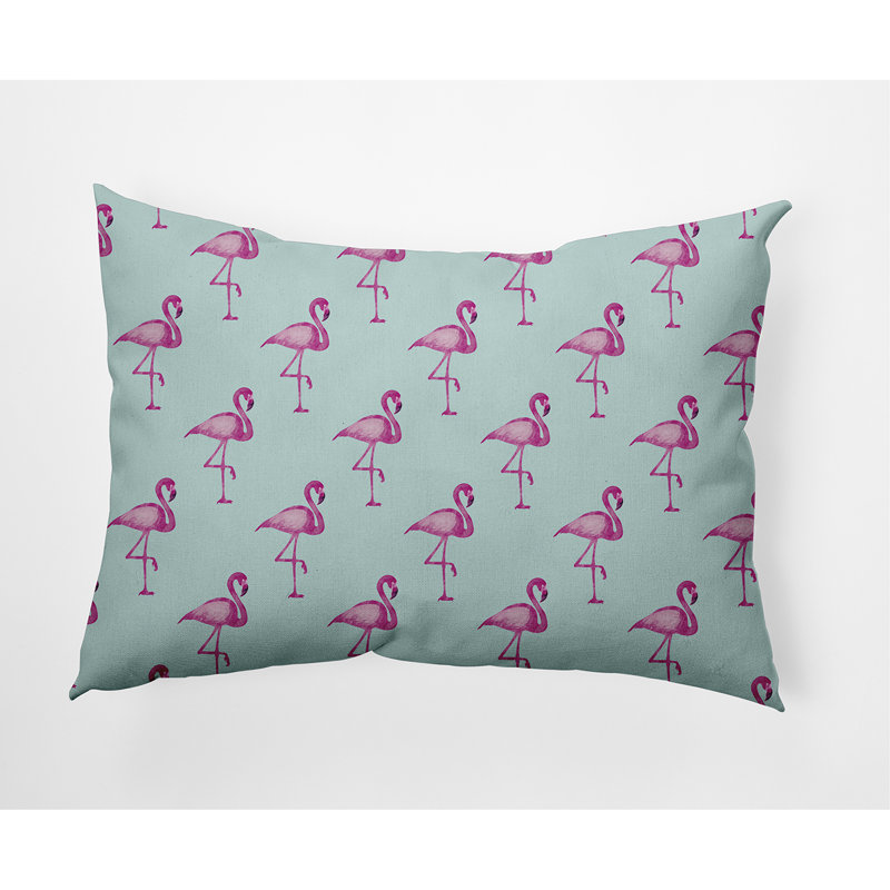 Housse de coussin rectangulaire en coton Flamingo, Aigue-marine