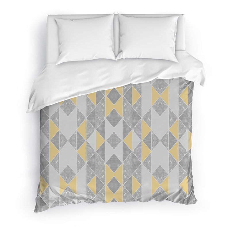 Milan Polyester Twill Geometric Shapes Duvet Cover, King Duvet Cover + 2 Pillow Cases