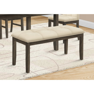 Banc rectangulaire de 112 cm : idéal pour la salle à manger, la cuisine ou le couloir. Revêtement crème, bois gris. Style moderne. Montage rapide. Banc de 51 cm avec rembourrage et structure en bois – polyvalent et adapté à différents usages.