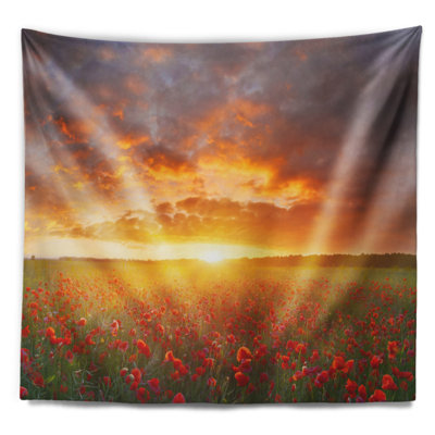 Tapisserie à coucher de soleil paysager sous lumière brillante