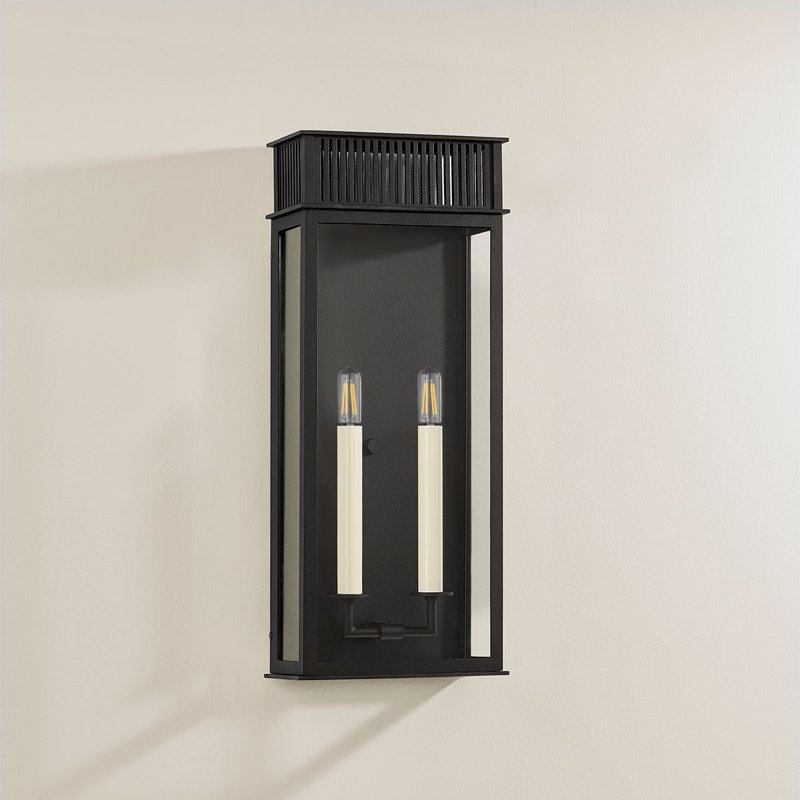 Textured Black Iron Sconce with Clear Glass Shade