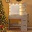 92cm W Modern Dressing Table with 4 Drawers, 3-Colour LED Mirror & Built-In Power-1542499402
