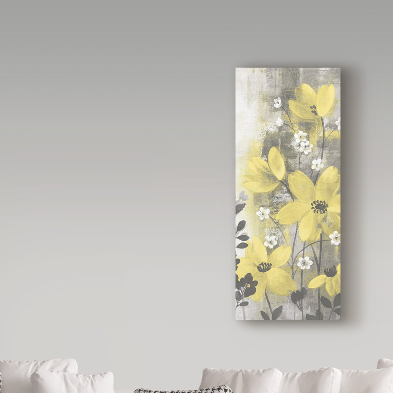 « floral symphony jaune crop crop i », reproduction de peinture à l’acrylique sur toile tendue, H 47 po x l 20 po x P 2 po