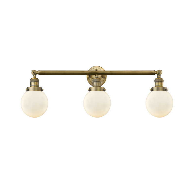 Clementina 3 - Light Dimmable LED Vanity Light, Matte White, 60 Watt Vintage Incandescent Bulb, Brushed Satin Nickel