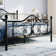 Anterrio Metal Open-Frame Bed with Butterfly Pattern Design Headboard and Footboard
