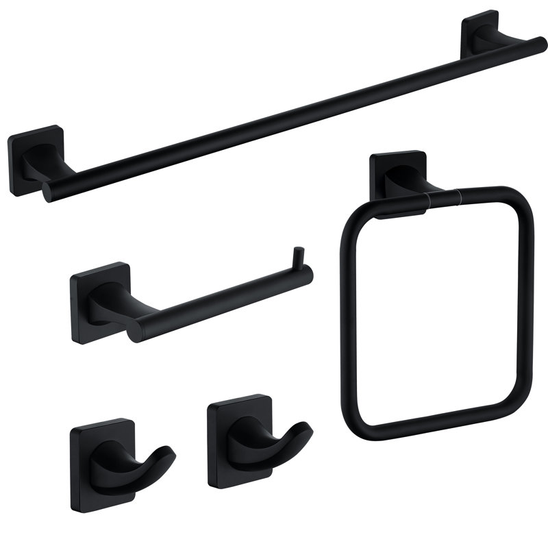 Ensemble de porte-serviettes 5 pièces, Noir mat