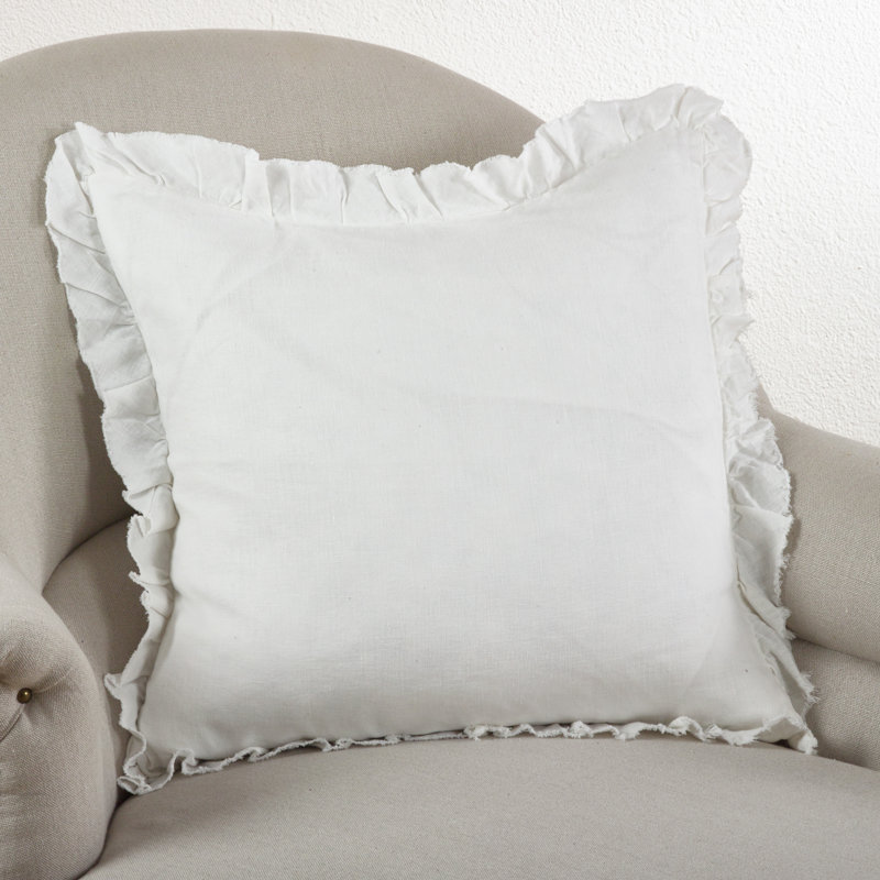 Housse et insert de coussin carré Leona, Ivoire, H 24 po x l 24 po