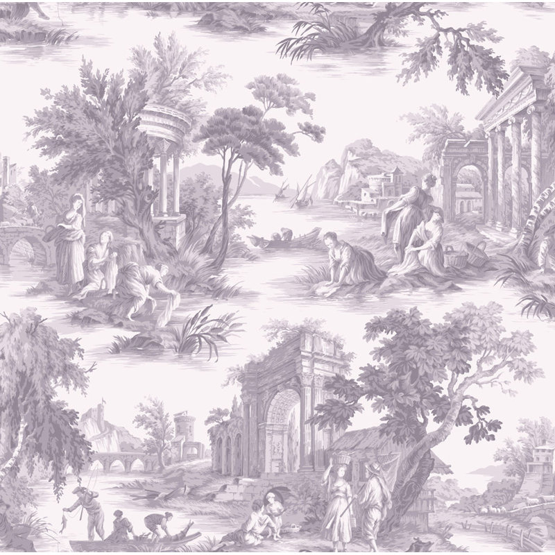 Villandry Toile Wallpaper Roll, Dove Gray
