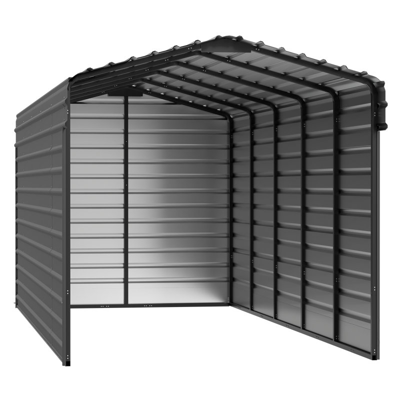 Abri d'auto en acier avec 3 ensembles muraux, 10 x 24 x 09, Gris