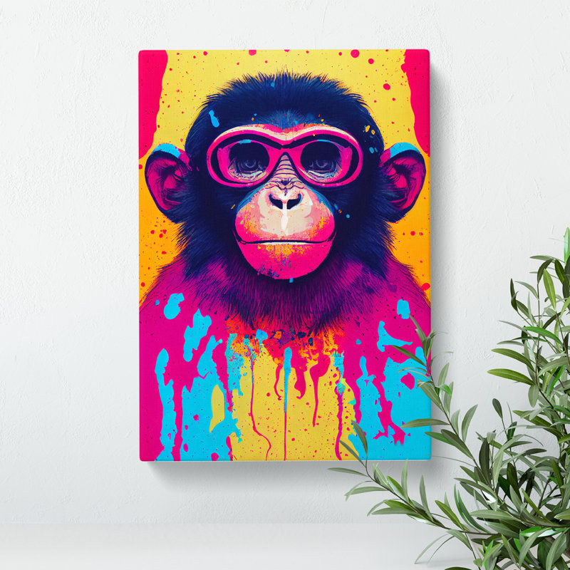 Paint Splash Monkey No.5 - Wrapped Canvas, 50cm H x 35cm W x 3cm D