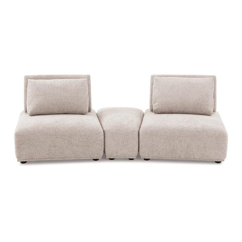 Stavan Modular Curved 2 Seat Sofa, Chenille, Adjustable Back, Light Brown Boucle