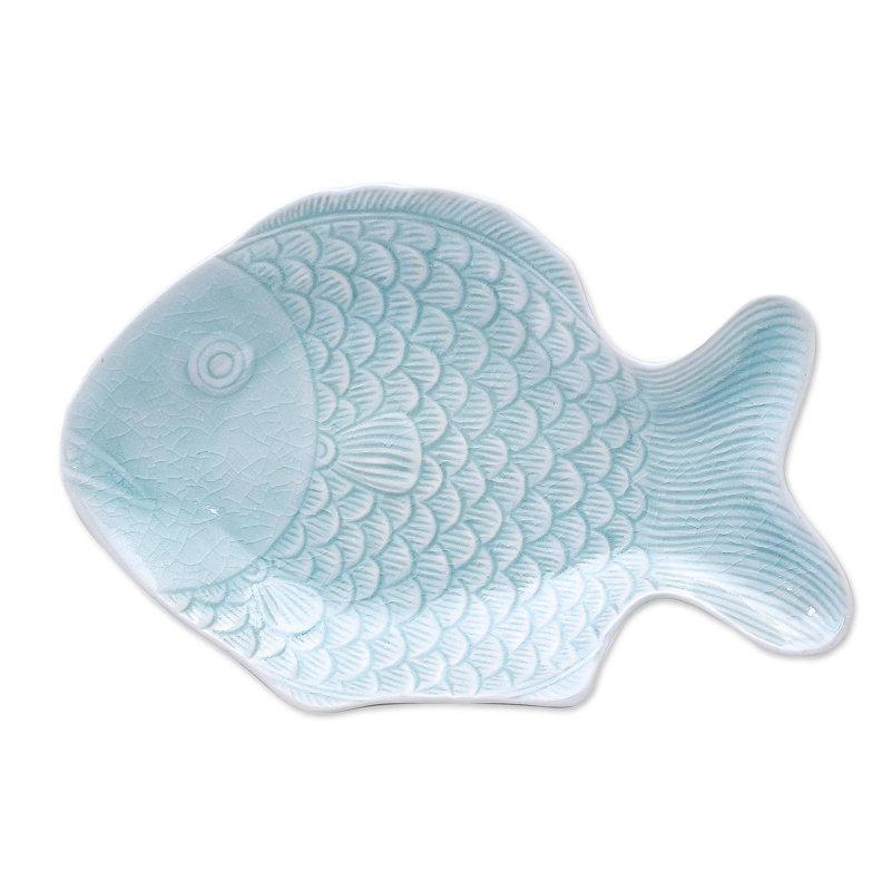 Plat de service à poisson Cyrus Ping, Turquoise