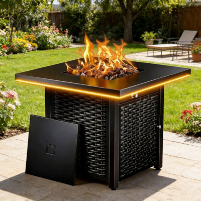 28" Propane Fire Pit Table, 60,000 BTU CSA-Listed Outdoor Gas Fire Pit with RGB Lighting, APP Control, Music-Sync Flame, Lava Rock & Adjustable Heat for Patio Backyard