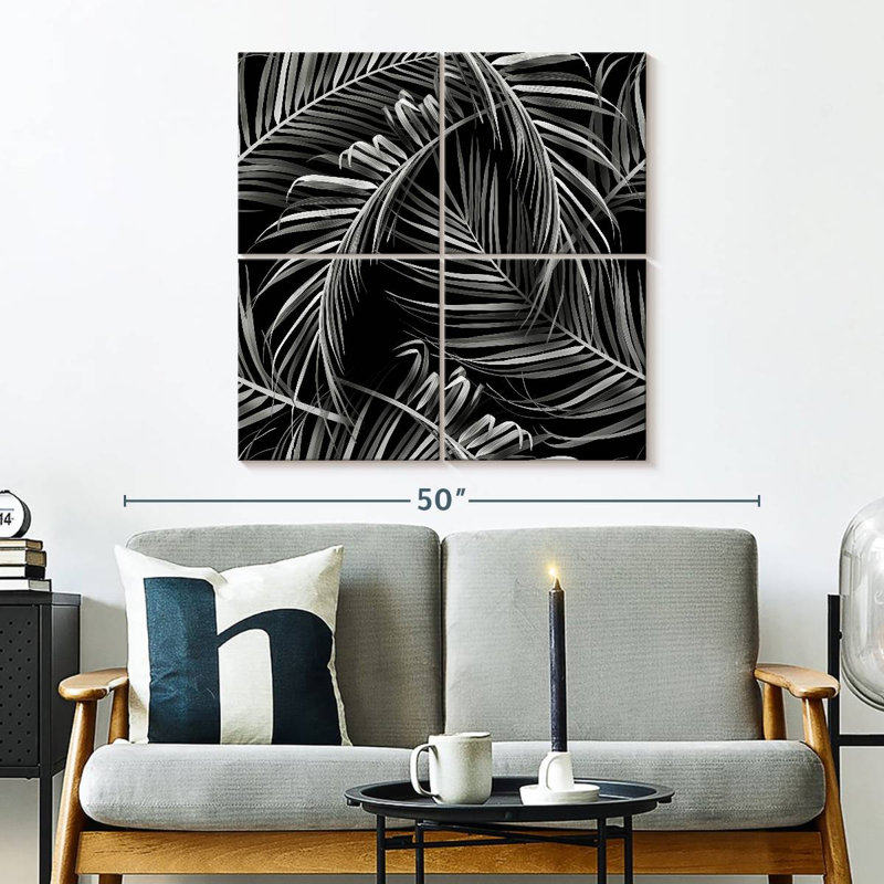 Harnek Monochromatic Palm Leaves, 32" H x 32" W