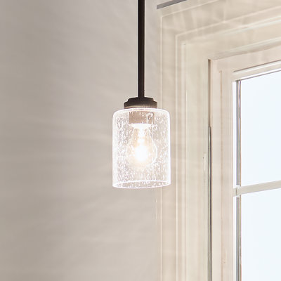 Winslow 1-Light Olde Bronze Pendant with Clear Seeded Glass Shade